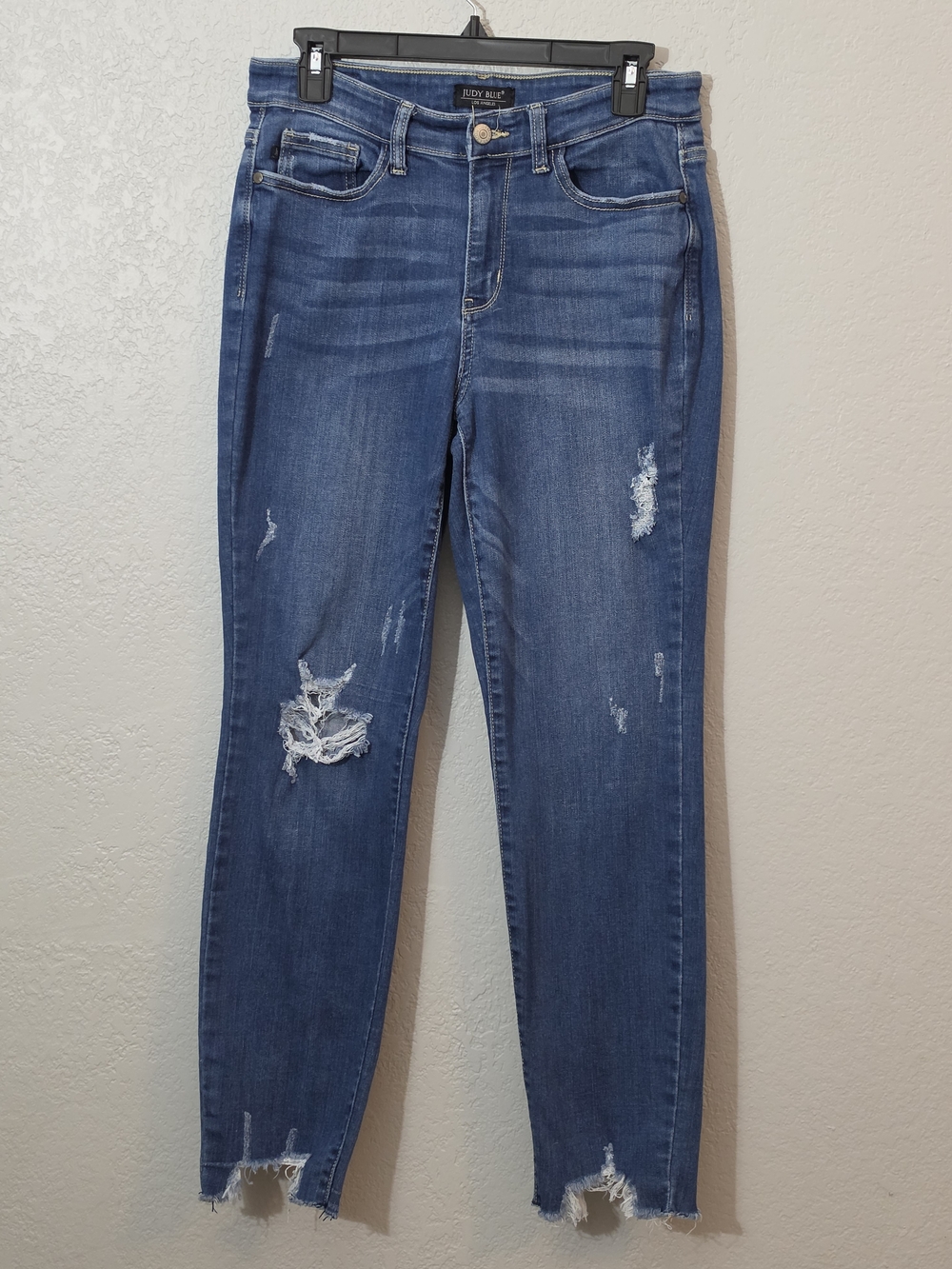 Judy Blue Slim Fit Distressed Ankle Jeans Womens 7/28 Mid Rise Stretchy